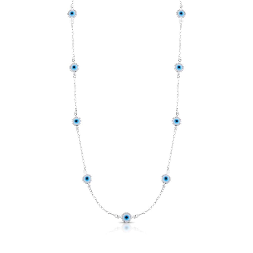 Choker 9 Olhos Gregos Branco Mista - Prata 925