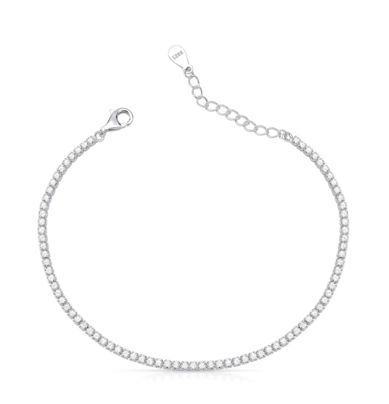 Pulseira Riviera Cristal - Prata 925 2mm