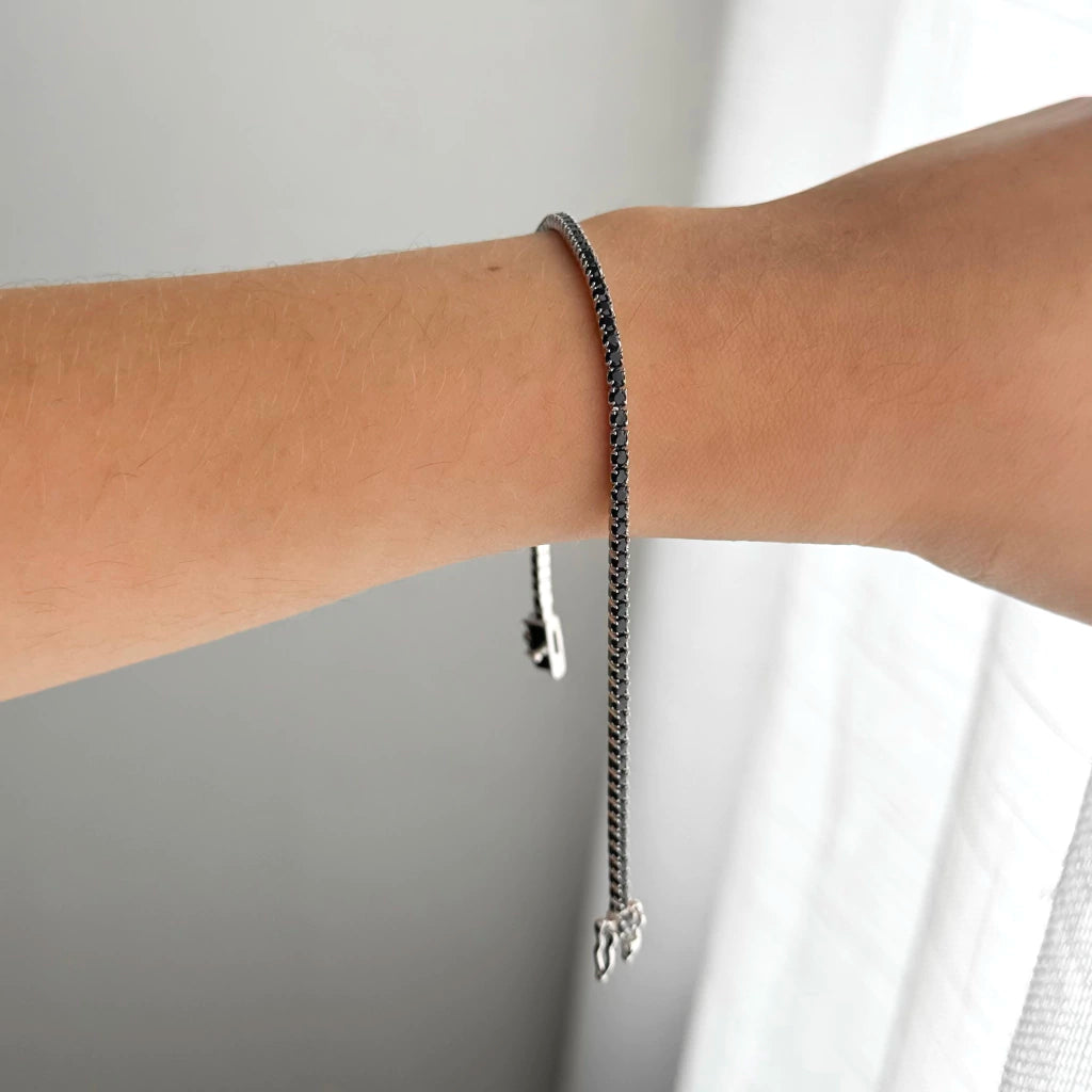 Pulseira Riviera Zircônia Preta- Prata925