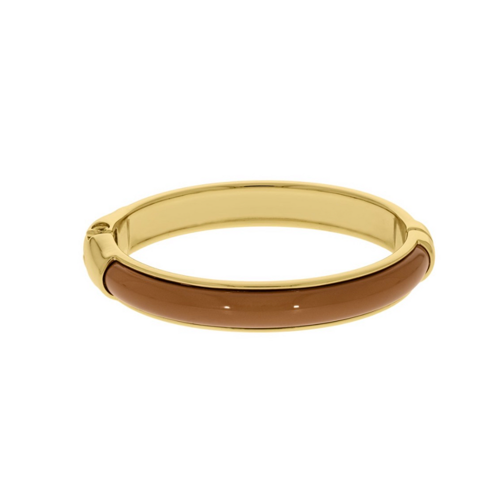 Bracelete Metálico com Acrílico Banhado a Ouro