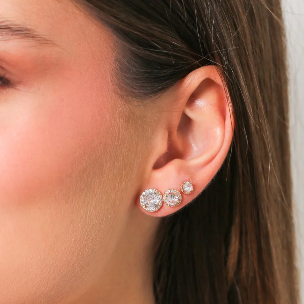 Trio Ponto de Luz Cravejado em Banho Ouro 18k