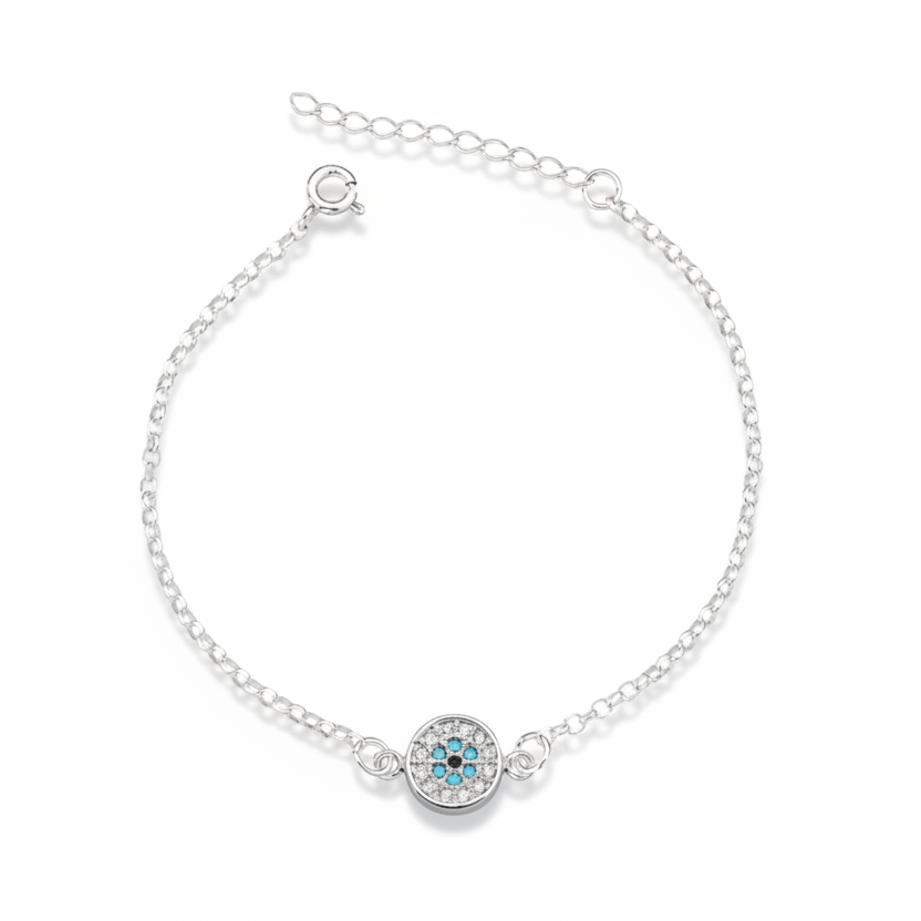 Pulseira - Elo português - Olho Grego Cravejado