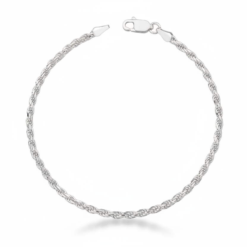 Pulseira Cordão Baiano 3MM -Prata 925