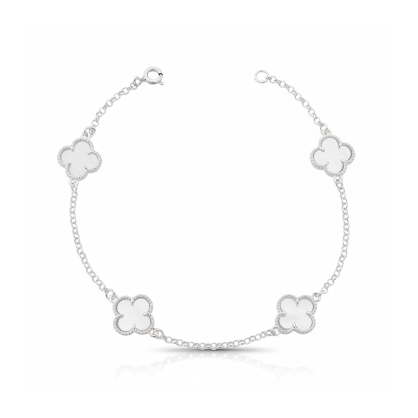 Pulseira 4 Trevos - Madrepérola PRATA 925