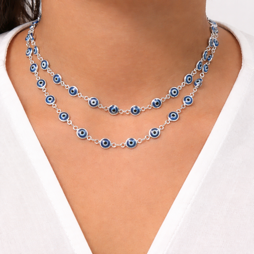 Choker em Prata 925 com Olho Grego