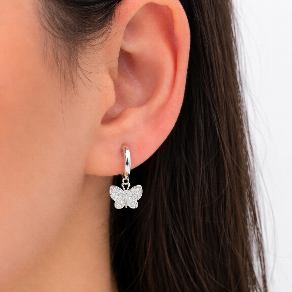 Argola Click Borboleta Dupla Vazada