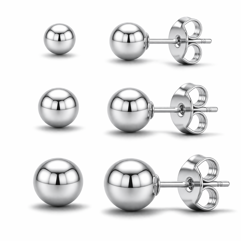 Trio de Brincos Bolinha em Prata 925