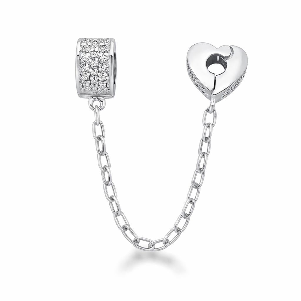 Berloque Trava de Segurança Coração Cravejado