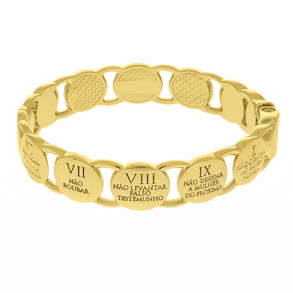 Bracelete 10 Mandamentos Banhado a Ouro