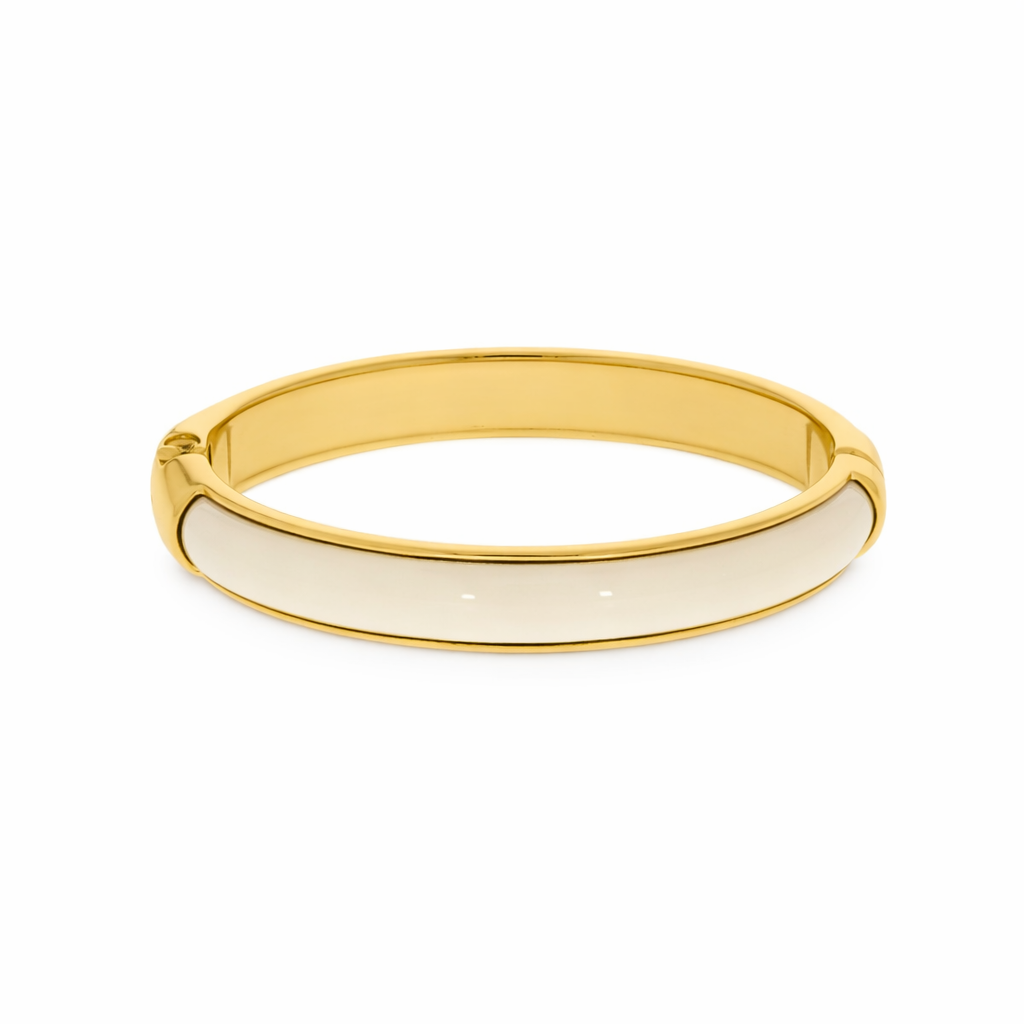 Bracelete Metálico com Acrílico Banhado a Ouro