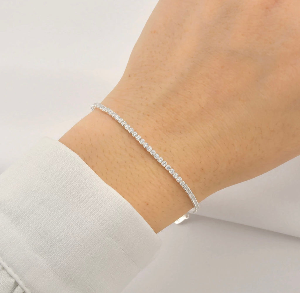 Pulseira Riviera Cristal - Prata 925 2mm
