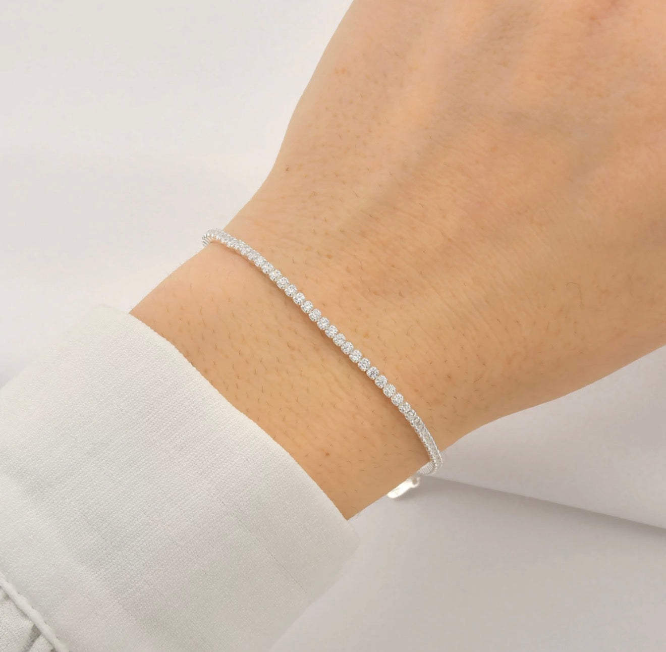 Pulseira Riviera Cristal - Prata 925 2mm
