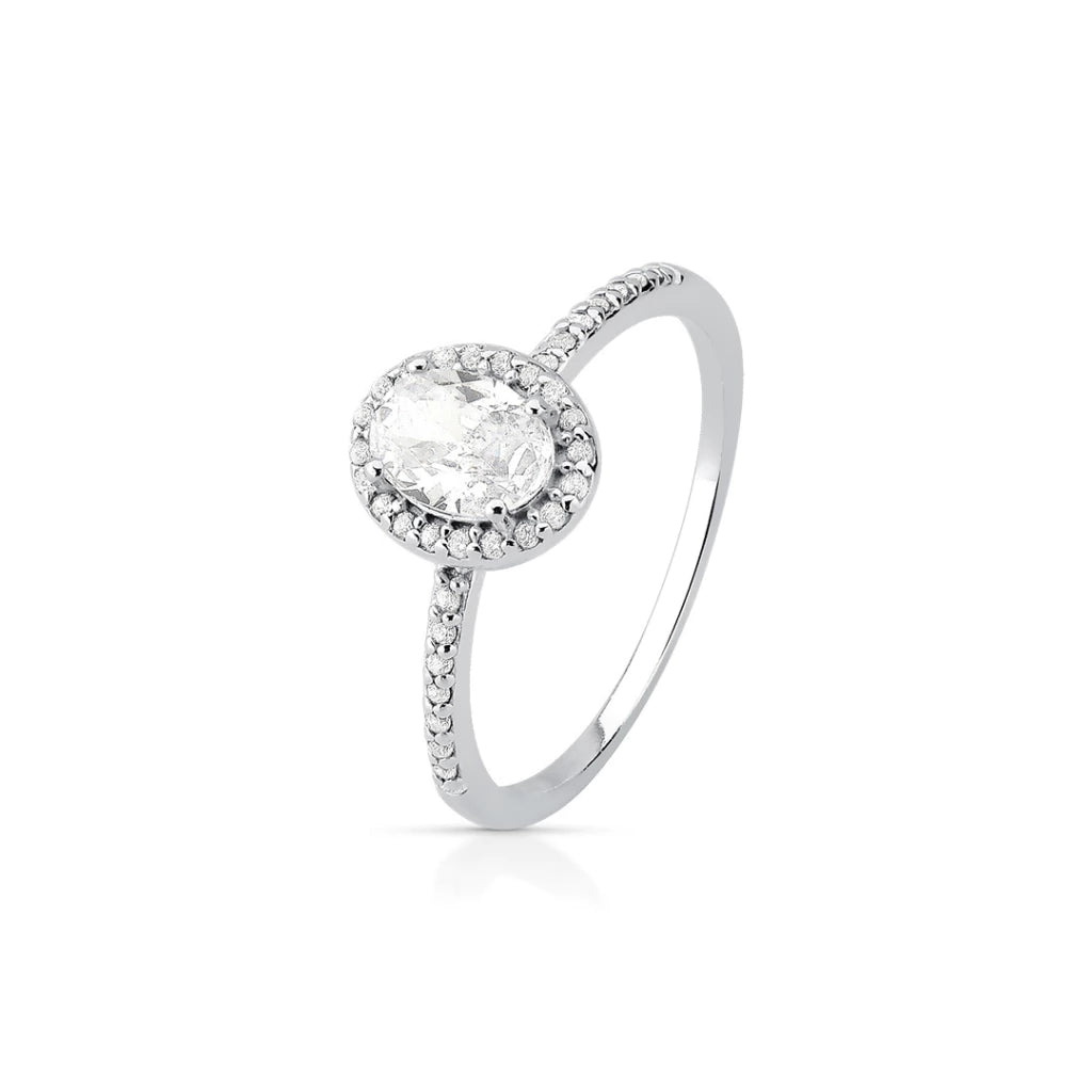 Anel Oval em Prata 925 com Zircônia Cravejada