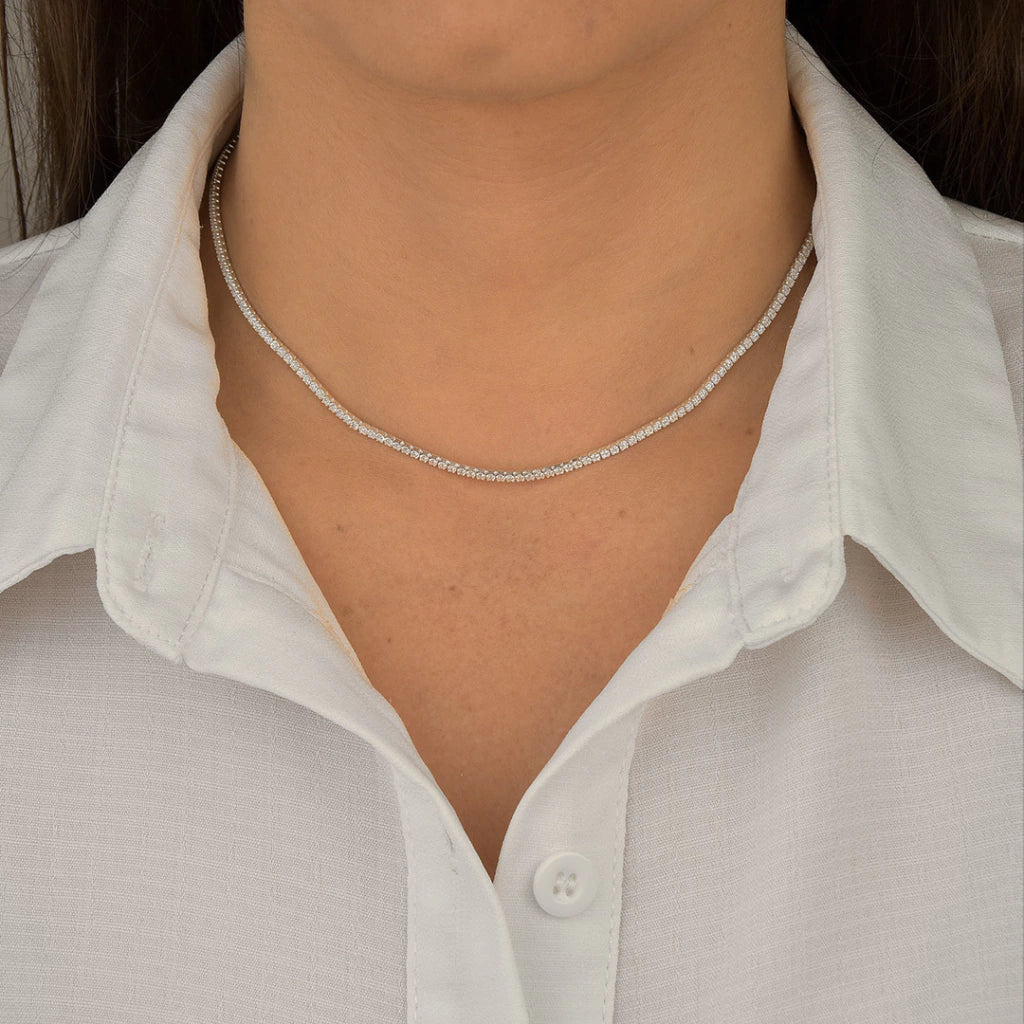Choker Riviera em Prata 925 com Cristais 2MM