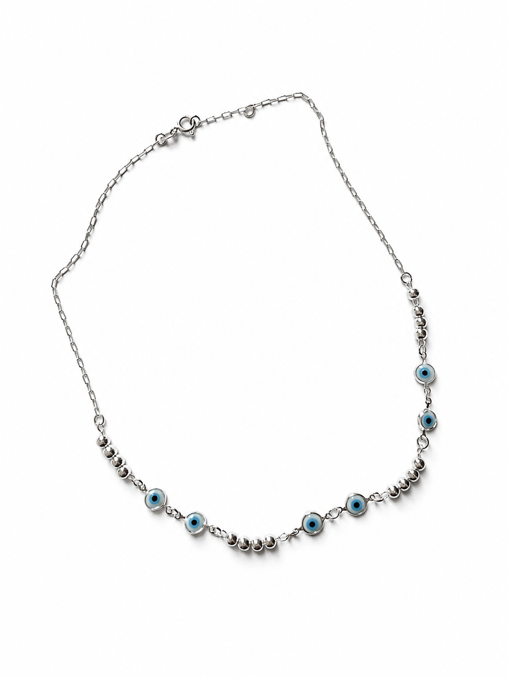 Choker em Prata 925 com Bolinhas e Olho Grego