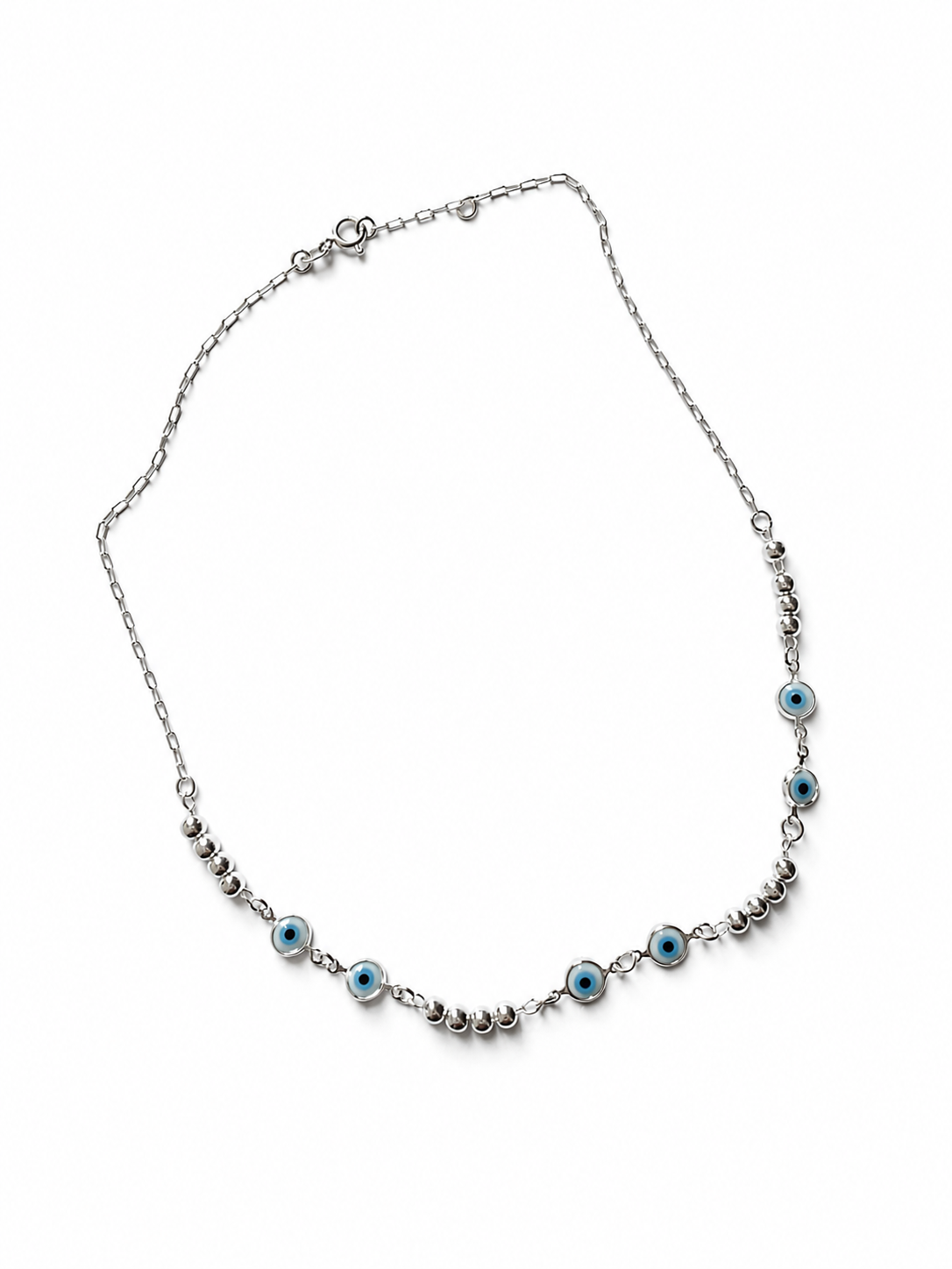 Choker em Prata 925 com Bolinhas e Olho Grego