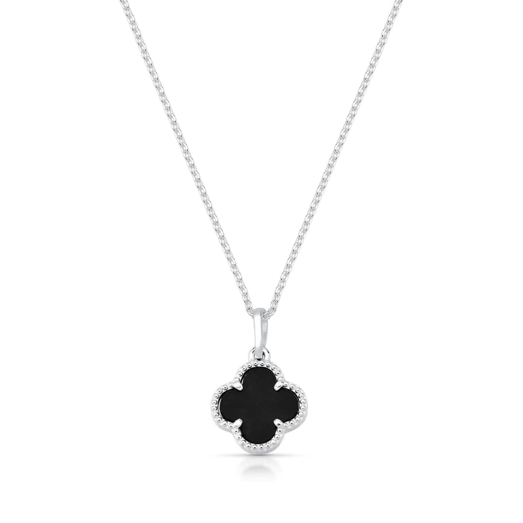 Colar Trevo Preto - Prata 925